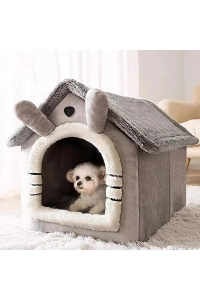 Klasik Model Kedi Evi Yumuşak Kedi Yatağı Derin Uyku Ve Kış Evi Çıkarılabilir Minder GRİ S BEDEN